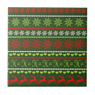 Christmas Holiday Pattern Ceramic Tile