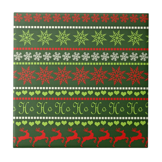 Christmas Holiday Pattern Ceramic Tile (Front)