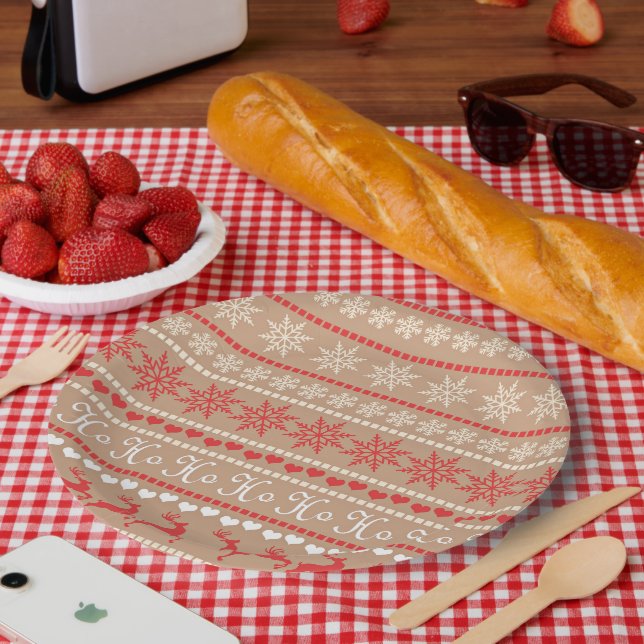 Christmas Holiday pattern Paper Plates (Picnic)
