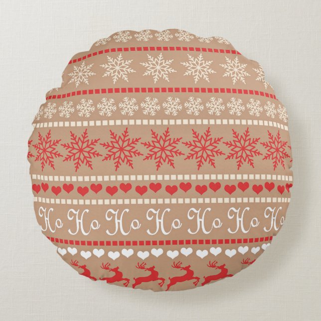 Christmas Holiday pattern Round Pillow (Front)