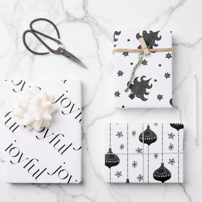 Christmas Holiday Pattern Scandinavian Style Wrapping Paper Sheets (Front)