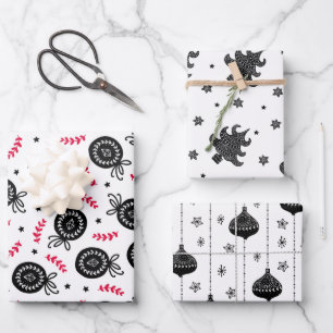 Christmas Holiday Pattern Scandinavian Style Wrapping Paper Sheets