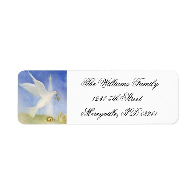 Christmas Holiday Peace Dove Return Address Labels (Front)