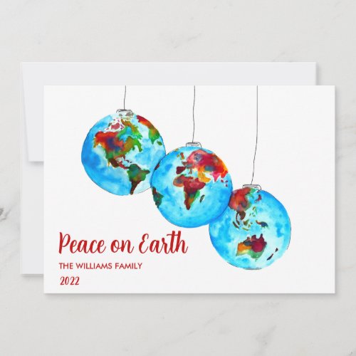 Christmas Holiday Peace on Earth Watercolor Red