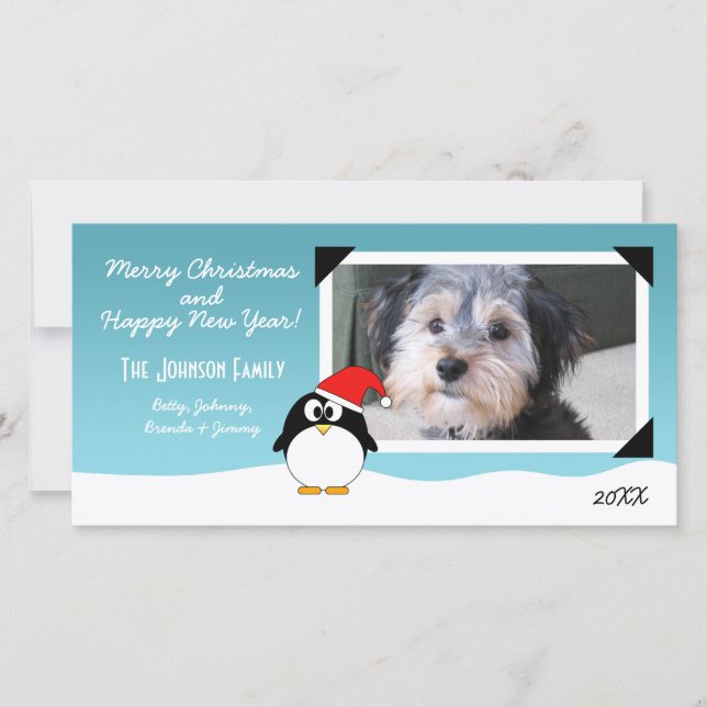 Christmas Holiday Penguin Photo Card (Front)