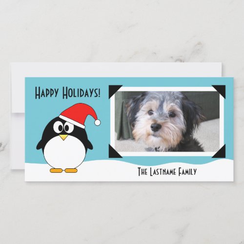 Christmas Holiday Penguin Photo Card