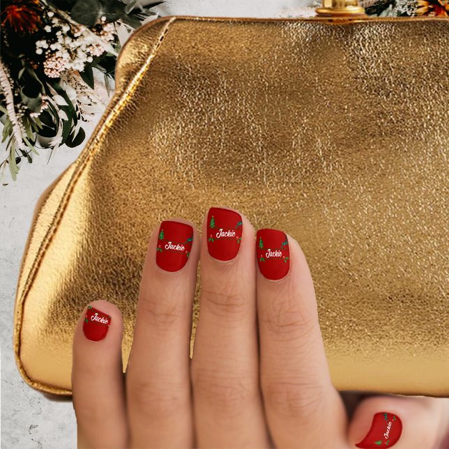 Christmas Holiday Personalized Name Red Minx Nail Art (Creator Uploaded)