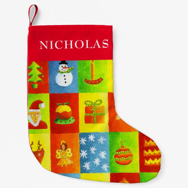 Christmas Holiday Personalized Name Small Christmas Stocking (Front)