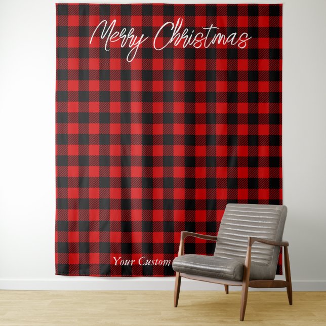 Christmas Holiday Photo Backdrop Buffalo Plaid (In Situ)