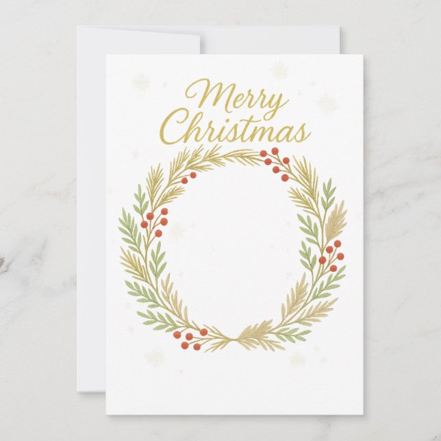 Christmas Holiday Photo Card Template – Golden Wre (Front)