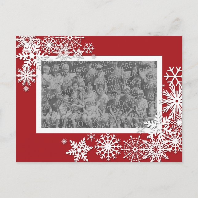 Christmas Holiday Photo Card with Snowflakes (Front)