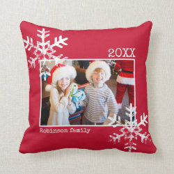 Christmas Holiday Photo Distressed Snowflakes | Throw Pillow