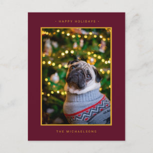 CHRISTMAS HOLIDAY PHOTO Gold Poinsettias Postcard