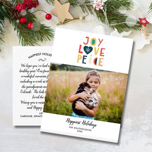 Christmas Holiday Photo Hand Drawn Joy Peace Love  Postcard