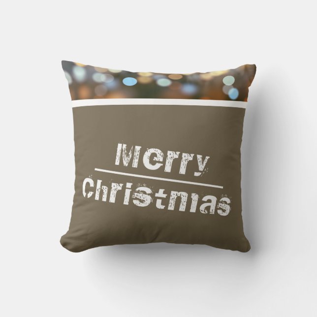 Christmas Holiday Photo Modern Throw Pillow (Front)
