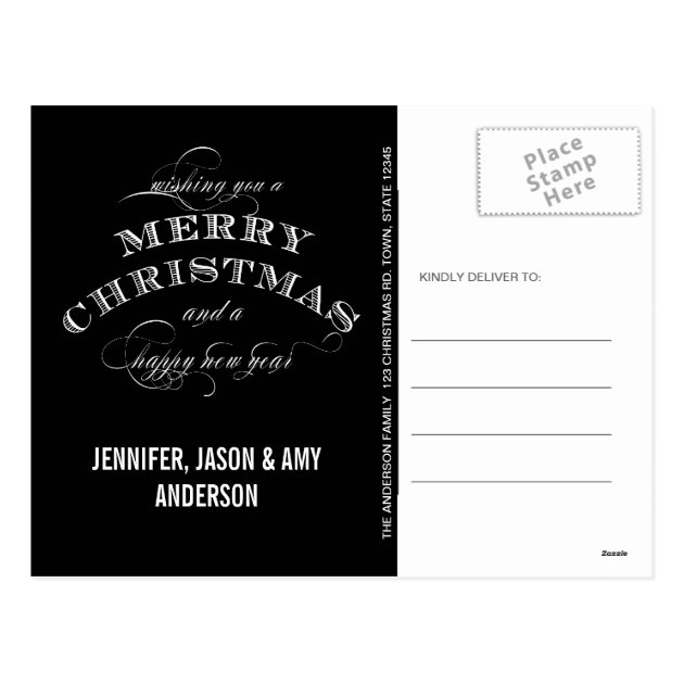 CHRISTMAS HOLIDAY PHOTO POSTCARD | BLACK