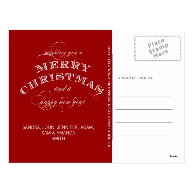 CHRISTMAS HOLIDAY PHOTO POSTCARD RED