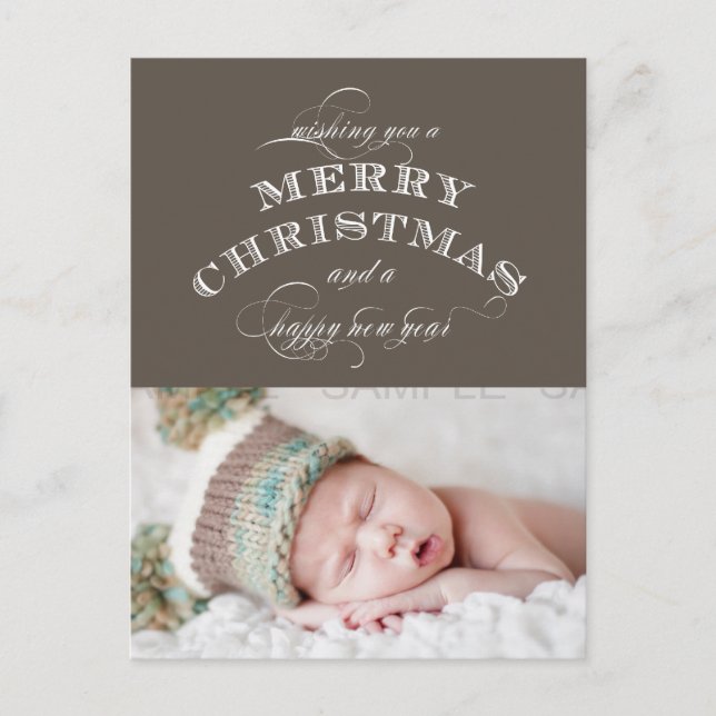 CHRISTMAS HOLIDAY PHOTO POSTCARD TAUPE (Front)