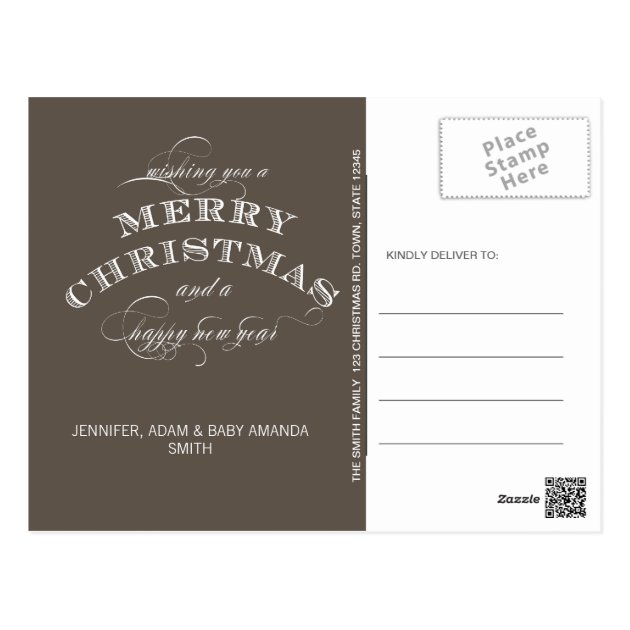 CHRISTMAS HOLIDAY PHOTO POSTCARD TAUPE