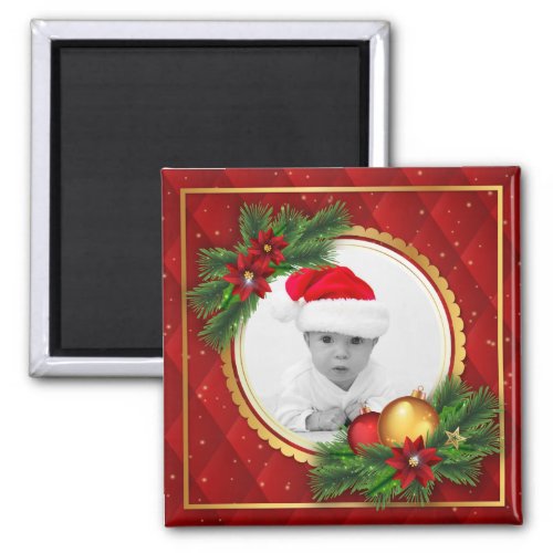 Christmas Holiday Photo Red Green Create Your Own Magnet