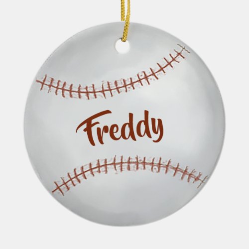 Christmas Holiday Photo Simple Baseball Sports  Ceramic Ornament
