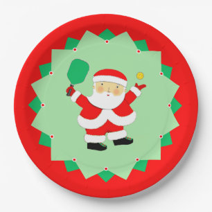 Christmas Holiday Pickleball Party Paper Plates