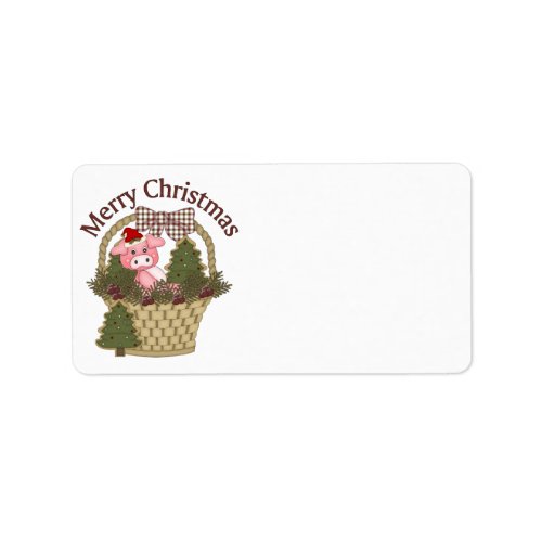 Christmas Holiday Pig Basket _ Customize Label