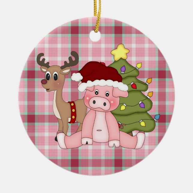 Christmas Holiday pig ornament (Front)