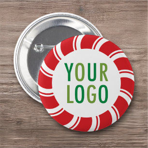 Christmas Holiday Pin Back Button Business Logo