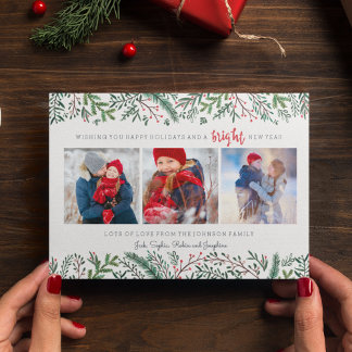 Christmas Holiday | Pine Tree | 3 Photos Card