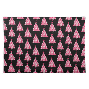 Christmas Holiday Pink Tree Cloth Placemat