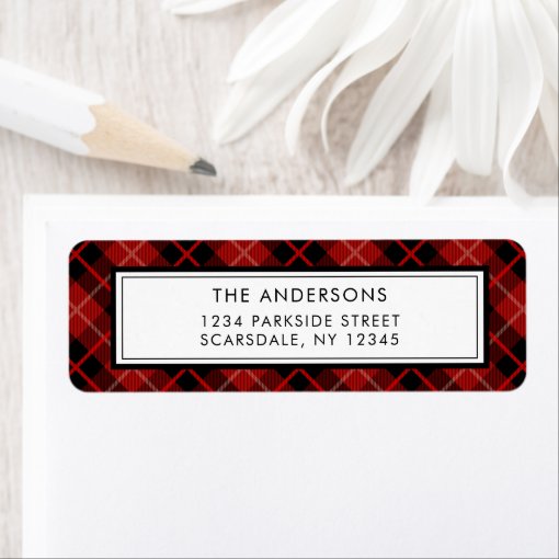 Christmas | Holiday Plaid Return Address Label | Zazzle
