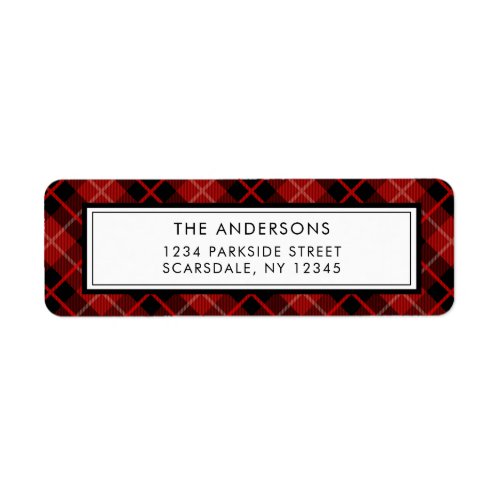 Christmas  Holiday Plaid Return Address Label