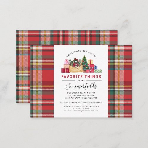 Christmas Holiday Plaid Rustic Favorite Things Note Card