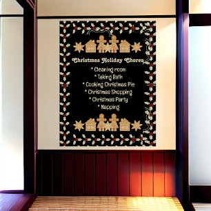 Christmas Holiday Planner Gingerbread Poinsettia Magnetic Dry Erase Sheet