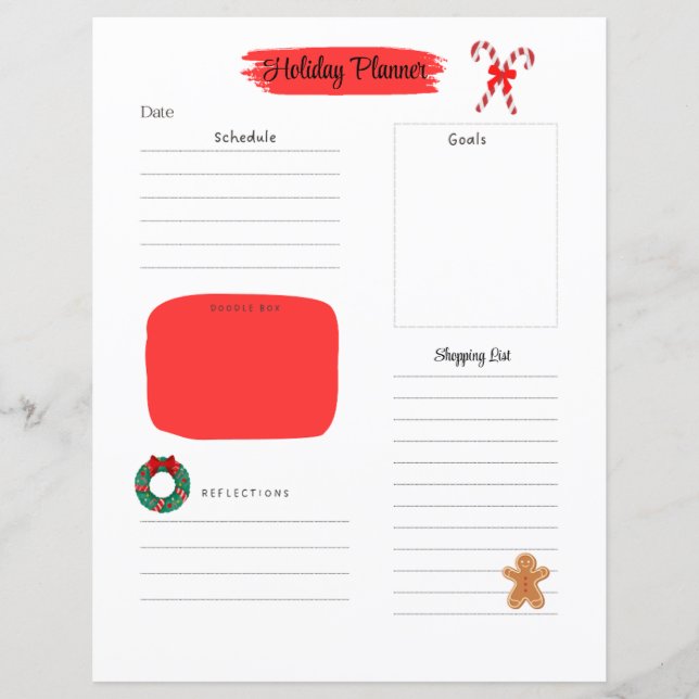 Christmas Holiday Planner Page    (Front)