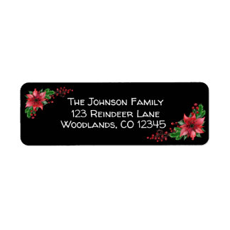 Christmas Holiday Poinsettias Label