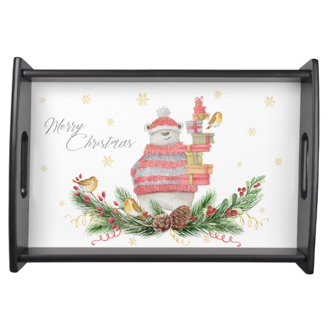 Christmas Holiday Polar Bear  Serving Tray (Front)