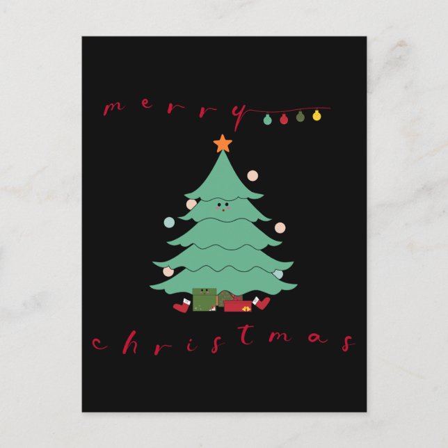 Christmas Holiday Postcard | Kawaii Christmas Tree (Front)