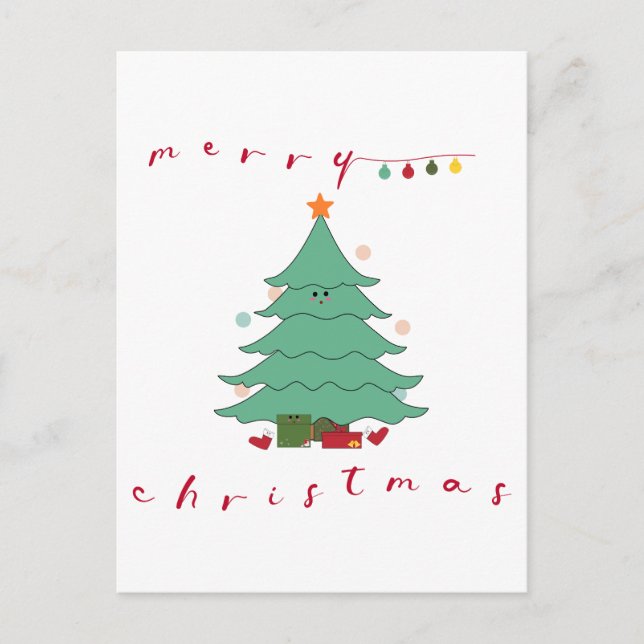Christmas Holiday Postcard | Kawaii Christmas Tree (Front)