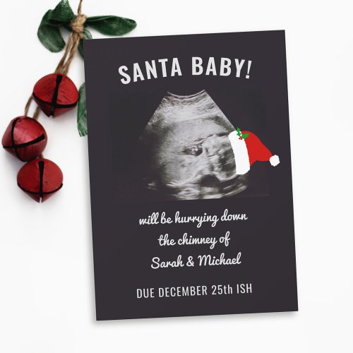 Christmas Holiday Pregnancy Announcement Photo