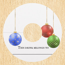 Christmas Holiday Pretty Ornaments Wine Glass Tag