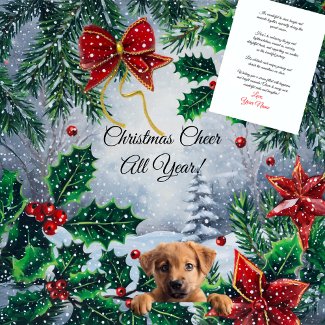 Christmas Holiday Puppy Custom Text and Signature