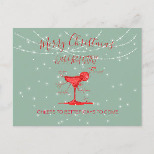Christmas Holiday Quarantini Martini Green Postcard