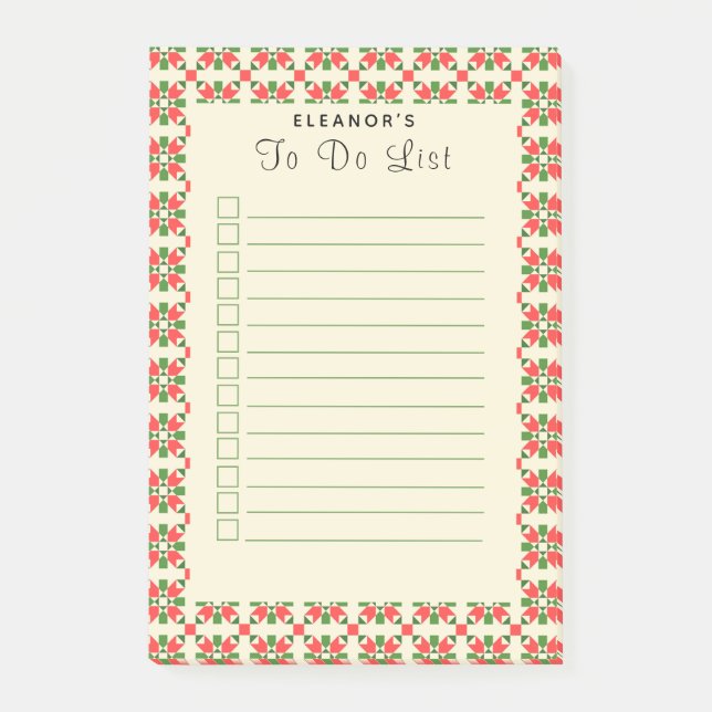 Christmas Holiday Quilt Shopping List Note (Front)