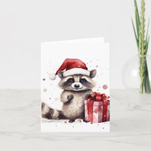 Christmas Holiday Raccoon Card