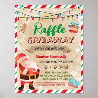 Christmas holiday raffle fundraiser template poster