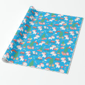 Christmas Holiday Rainbow Unicorns Candy Cane Wrapping Paper (Unrolled)