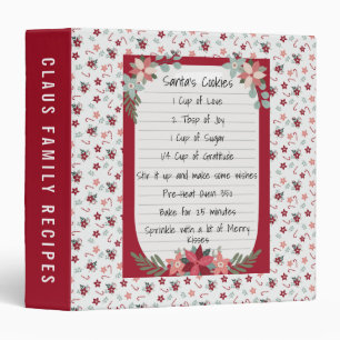 Christmas Holiday Recipe Baking Cute Red Family 3 Ring Binder