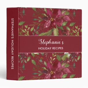 Christmas Holiday Recipe Binder Floral Burgundy